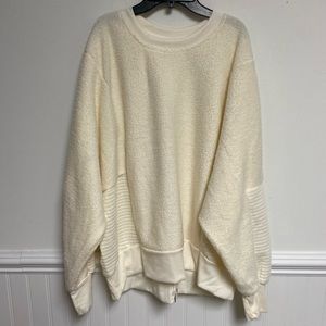 Tahari Sports Sweatshirt Women’s 2 X Ivory Athleisure Back zip Sherpa